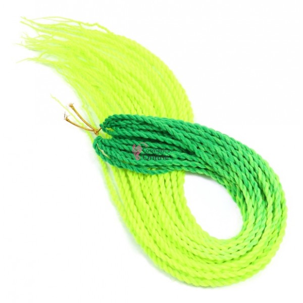 Codite de par Afro Thin Senegalese Crochet Twist Braids de 60 cm Ombre Verde cu Galben Neon TSB43